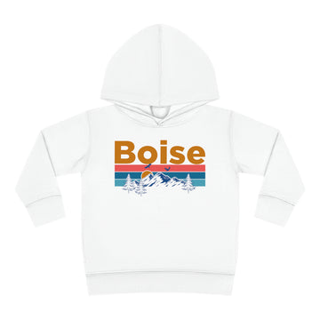 Boise Toddler Hoodie - Retro Mountain Sun Unisex Boise Toddler Sweatshirt