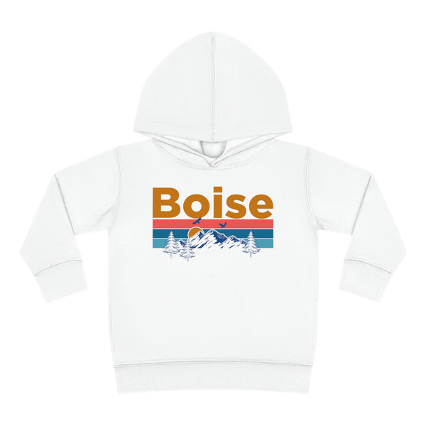 Boise Toddler Hoodie - Retro Mountain Sun Unisex Boise Toddler Sweatshirt