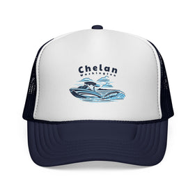 Chelan, Washington Wakeboard Boat Trucker Hat - 0