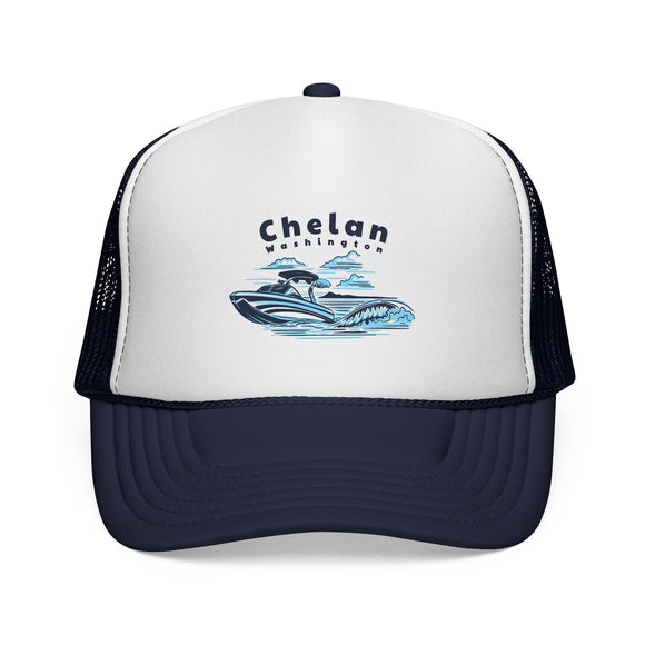 Chelan, Washington Wakeboard Boat Trucker Hat