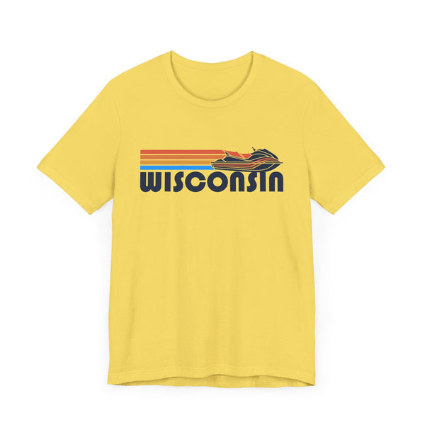 Wisconsin T Shirt - Retro Jetski PWC Graphic Wisconsin Tee