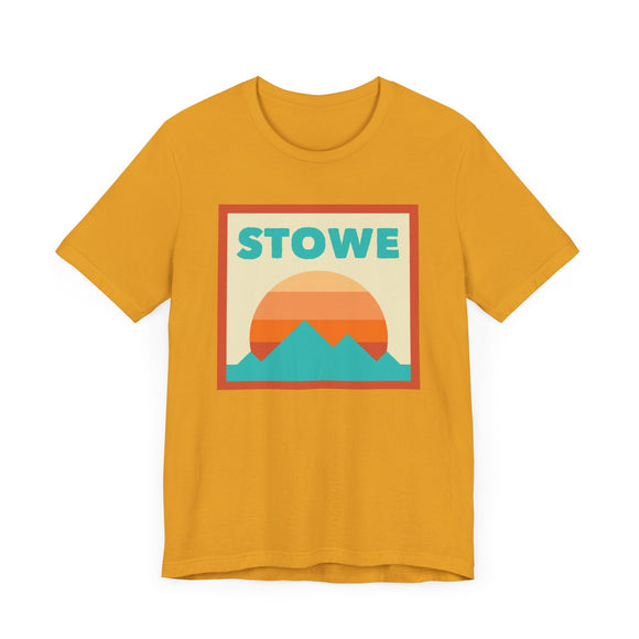 Retro Stowe, Vermont T-Shirt, Mountain Sun Tee, Unisex Graphic Shirt, Vintage Stowe, Vermont Top, Outdoor Adventure Clothing