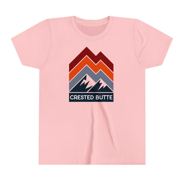 Buy pink Crested Butte, Colorado Youth Shirt - Retro Mountain Crested Butte Kid's T-Shirt - Chevron Peaks