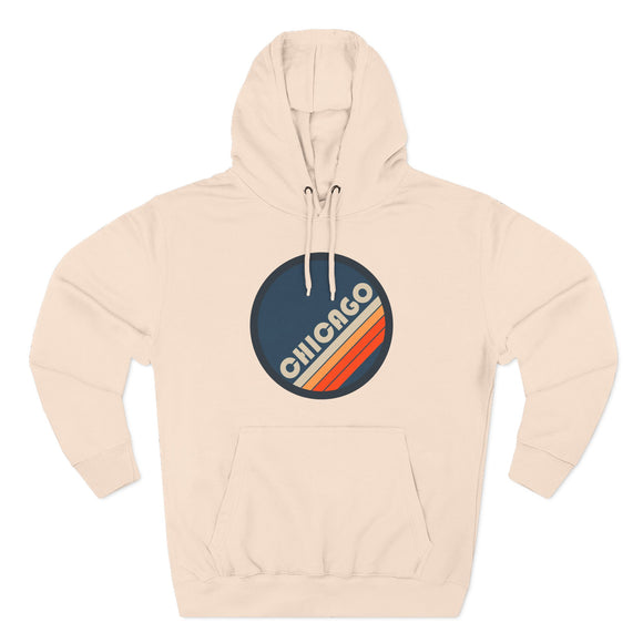 Premium Chicago Retro Circle Hoodie — Vintage 70s Striped Logo Pullover