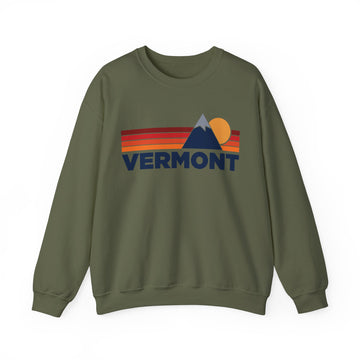 Buy military-green Vermont Sweatshirt Retro Mountains, Vermont Unisex Crewneck, Vintage Cozy Jumper, Gift for Outdoor Lovers