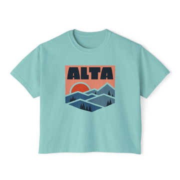 Buy chalky-mint Alta, Utah Women's Boxy Graphic Tee - Slightly Cropped