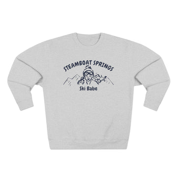 Buy heather-grey Premium Steamboat Springs, Colorado Ski Babe Sweatshirt