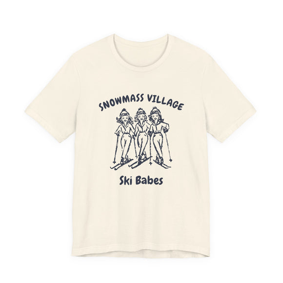 Snowmass Village, Colorado Ski Babes T‑Shirt — Retro Skiing Graphic Tee
