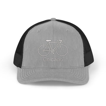 Buy heather-grey-black Chicago, Illinois Snapback Trucker Cap - Embroidered Chicago Hat