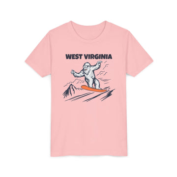 Buy pink West Virginia Yeti Snowboard Youth Tee - Kids Skiing Shirt