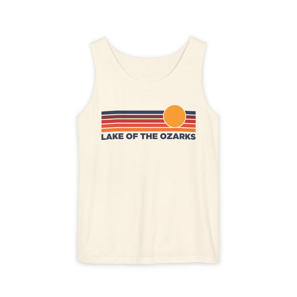 Lake of the Ozarks, Missouri Retro Sunstripe Tank Top | Comfort Colors - 100% Cotton