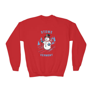 Buy red Stowe, Vermont Youth Crewneck Sweatshirt - Ski Snowman Unisex Kid's Stowe, Vermont Sweatshirt