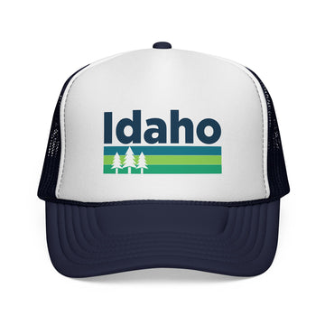 Buy dark-navy Idaho Retro Trees Trucker Hat - Vintage Style Idaho Cap