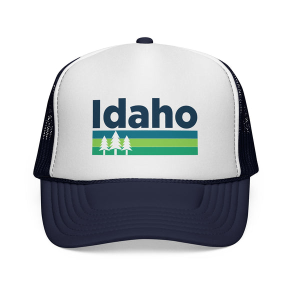 Idaho Retro Trees Trucker Hat - Vintage Style Idaho Cap