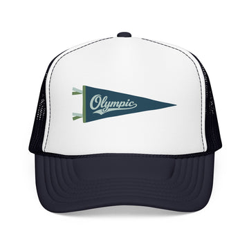 Olympic National Park Pennant Trucker Hat — Vintage Foam Mesh Cap