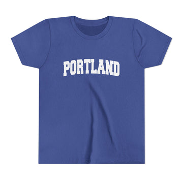 Buy heather-true-royal Portland, Oregon Youth Graphic Tee - Kids Portland T Shirt