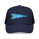 Salt Lake City, Utah Pennant Trucker Hat — Retro Flag Foam Cap-1