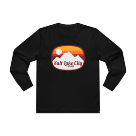 Salt Lake City, Utah Mens Base Long-sleeve Tee - Retro Ombre Heavy Weight Long Sleeve T-shirt