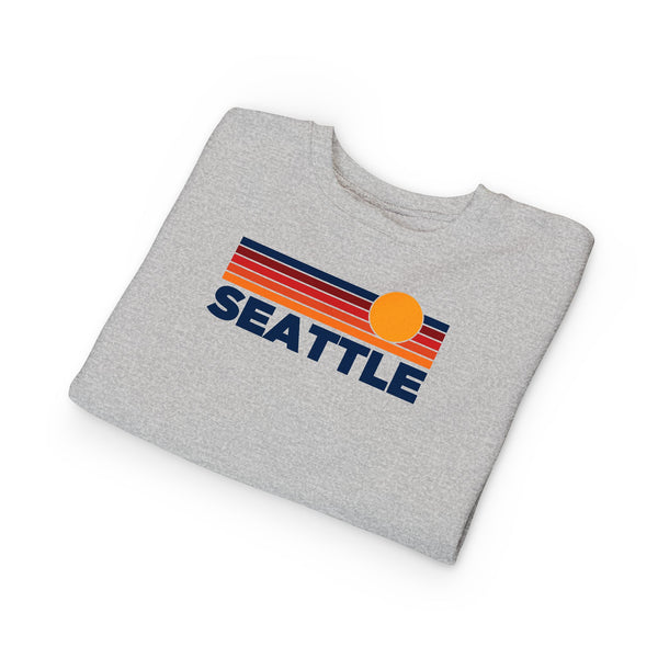 Seattle, Washington Toddler Sweatshirt - Retro Sun Seattle Toddler Crewneck Sweatshirt