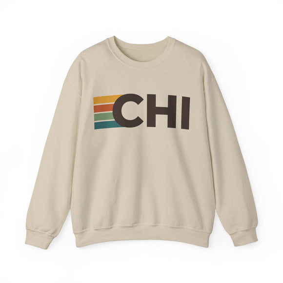 Chicago, Illinois CHI Retro Stripe Sweatshirt