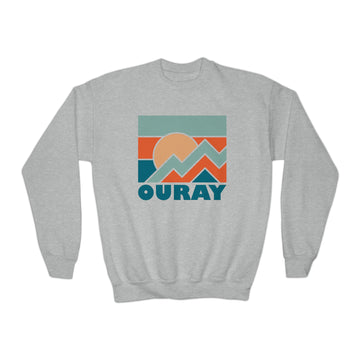 Buy sport-grey Ouray, Colorado Youth Sweatshirt - Unisex Kid's Ouray Crewneck Sweatshirt