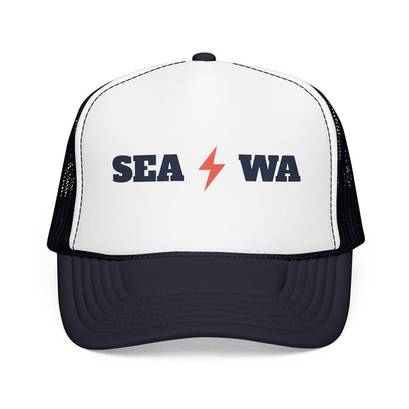 Seattle, Washington Retro Trucker Hat - Lightning Foam Cap