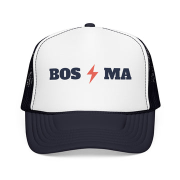 Boston, Massachusetts Retro Trucker Hat - Lightning Foam Cap - Lightning
