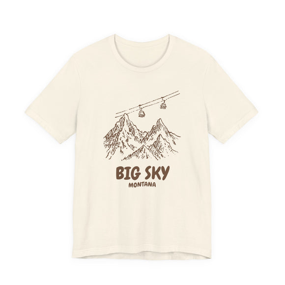 Big Sky, Montana Mountain T-Shirt — Vintage Gondola Ski Mountain Tee