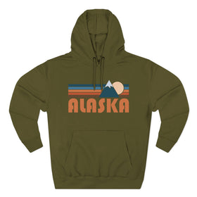 Buy army-green Premium Alaska Hoodie - Retro Mountain Unisex Sweatshirt