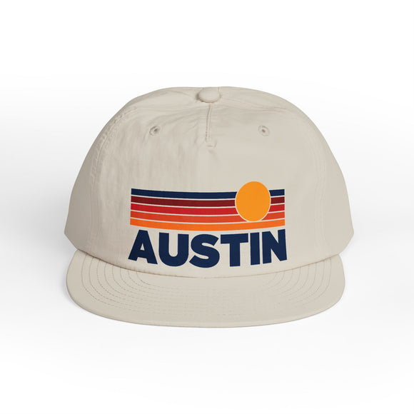 Austin, Texas retro sunset Surf Cap | vintage striped sun state hat