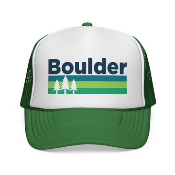 Boulder, Colorado Retro Trees Trucker Hat - Vintage Style Boulder Cap - 0
