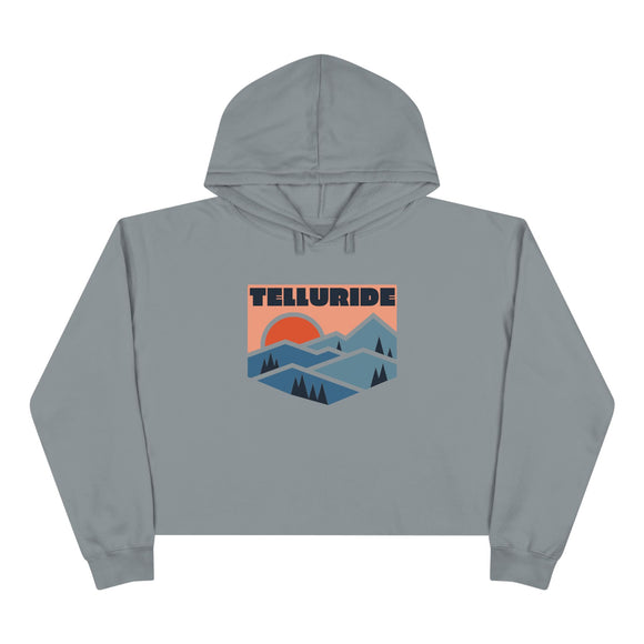 Women's Telluride, Colorado Crop Hoodie - Premium Mountain Crop Sweatshirt