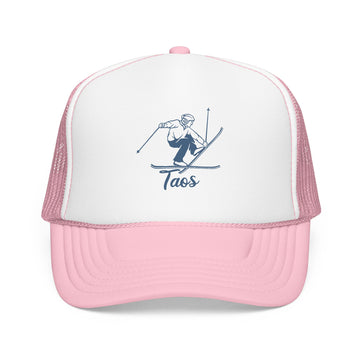 Taos, New Mexico Snow Ski Trucker Hat — Retro Skier Foam Taos Cap