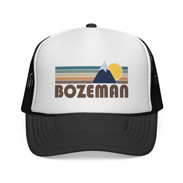 Bozeman, Montana Retro Mountains Trucker Hat - Vintage Style Bozeman Cap