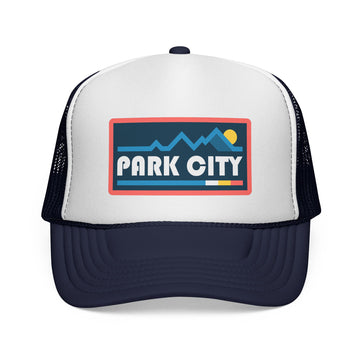 Buy dark-navy Park City, Utah Retro Mountains Trucker Hat - Vintage Style Park City Cap