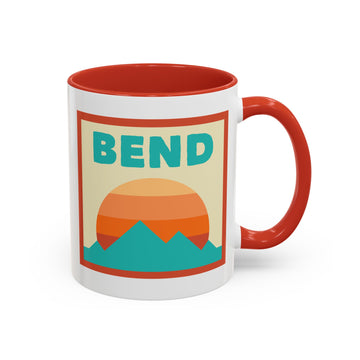 Bend, Oregon Retro Ombre Sun Mountain Coffee Mug 11 oz, Bend, Oregon Nature Lover Gift, Mountain Enthusiast Mug