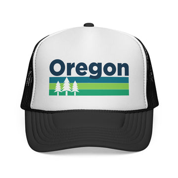 Oregon Retro Trees Trucker Hat - Vintage Style Oregon Cap