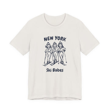 Buy vintage-white New York Ski Babes T‑Shirt — Retro Skiing Graphic Tee