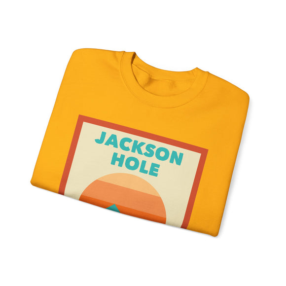 Retro Jackson Hole, Wyoming Sweatshirt, Mountain Sun Design, Unisex Crewneck, Gift for Outdoorsy Friends, Vintage Jumper