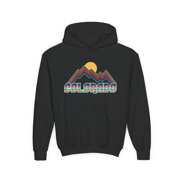 Colorado Youth Hoodie - Retro Mountain Colorado Youth Sweatshirt - 0
