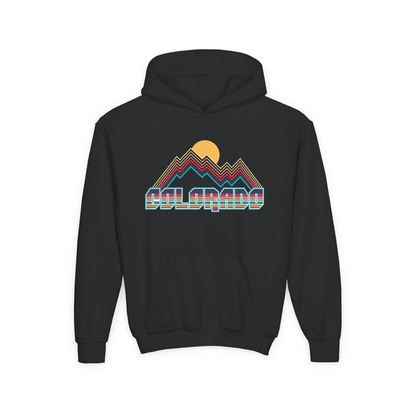 Colorado Youth Hoodie - Retro Mountain Colorado Youth Sweatshirt