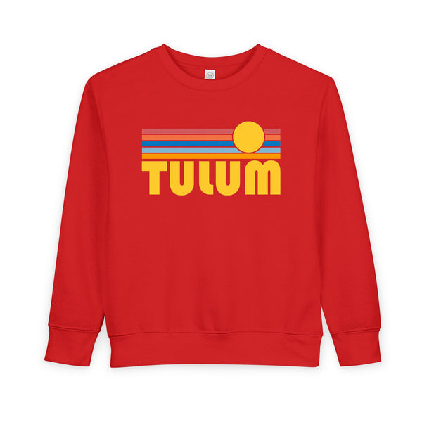Tulum, Mexico Toddler Sweatshirt - Retro Sun Tulum Toddler Crewneck Sweatshirt