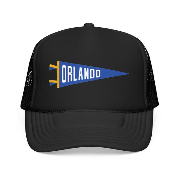 Orlando, Florida Pennant Trucker Hat — Retro Flag Foam Cap