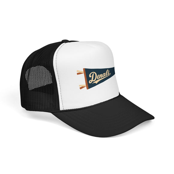 Denali National Park Pennant Trucker Hat — Vintage Foam Mesh Cap