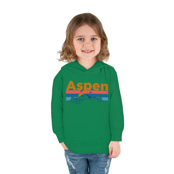 Aspen Toddler Hoodie - Retro Mountain Sun Unisex Aspen Toddler Sweatshirt