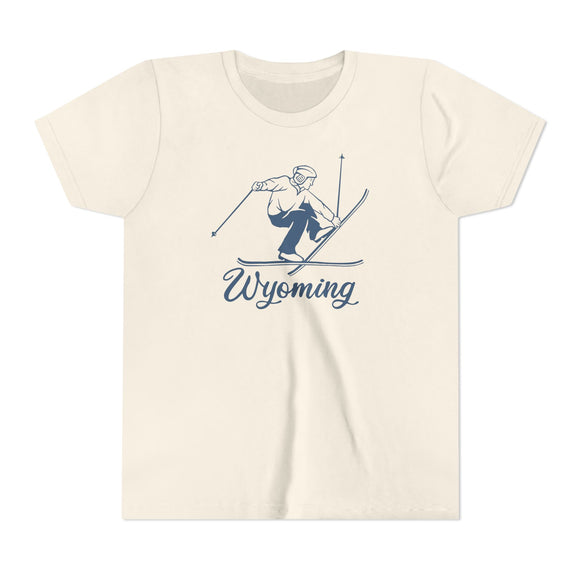 Wyoming Youth Vintage Snow Ski Graphic Tee - Kids T Shirt