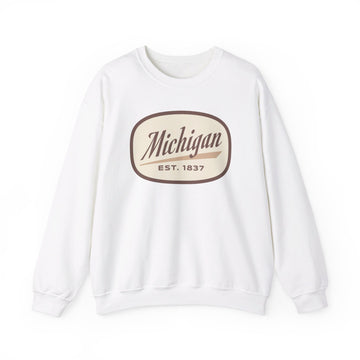 Buy white Michigan Sweatshirt - Unisex Retro Michigan Crewneck Sweatshirt
