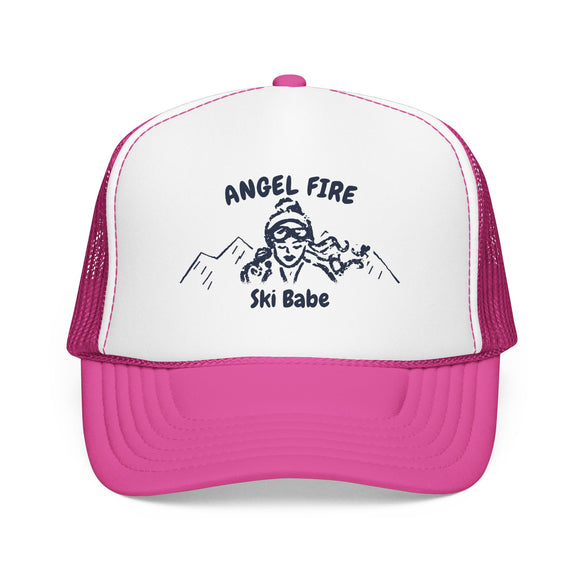 Angel Fire, New Mexico Ski Babe Trucker Hat — Foam Mesh Cap