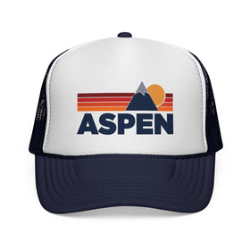 Buy dark-navy Aspen, Colorado Retro Mountains Trucker Hat - Vintage Style Aspen Cap