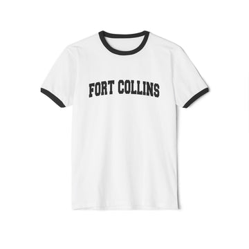 Buy white-black Fort Collins, Colorado Cotton Ringer Graphic Tee - Unisex Fort Collins T Shirt, Vintage Style Tee, Men's/Women's Tee